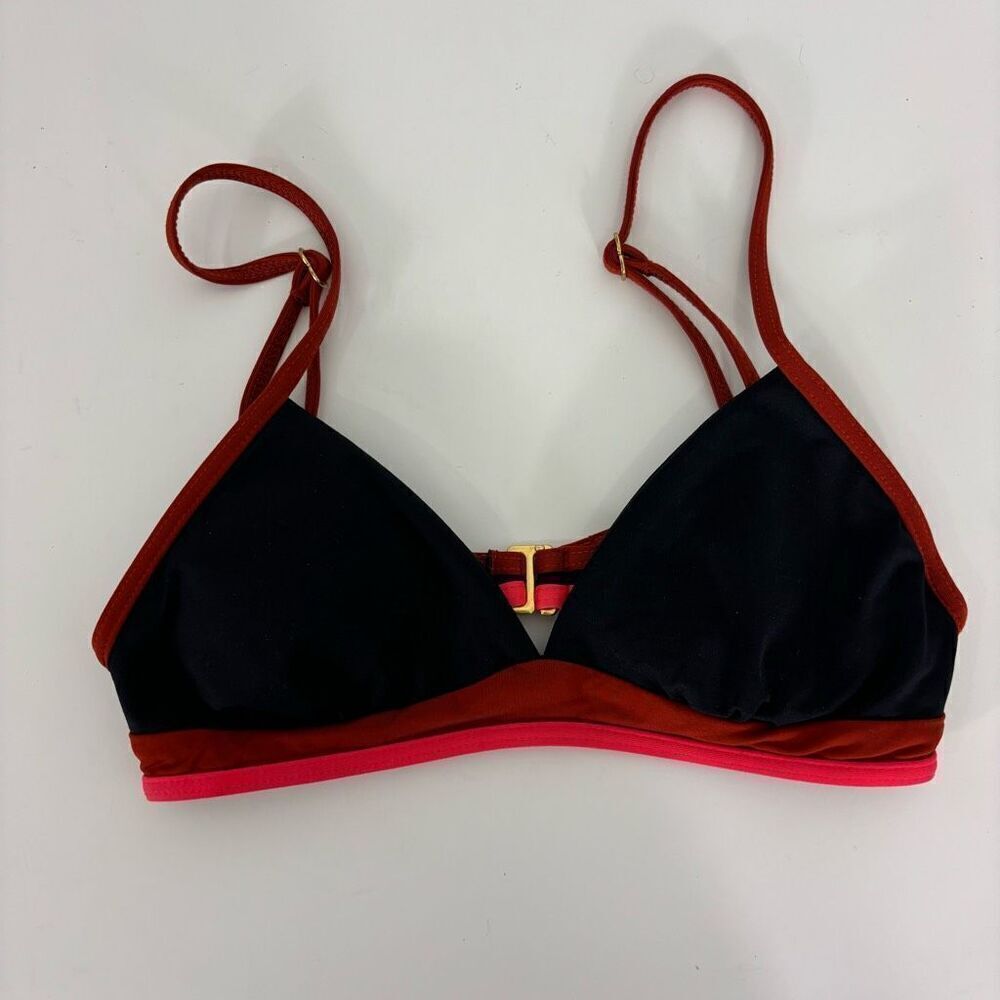L*Space Black with Dark Red & Pink Outline Bikini Swimsuit Top‎